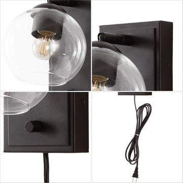 Hugo 6" Minimalist Modern Plug-In or Hardwired Adjustable Iron LED Wall Sconce with Rotary Dimmer - JONATHAN Y